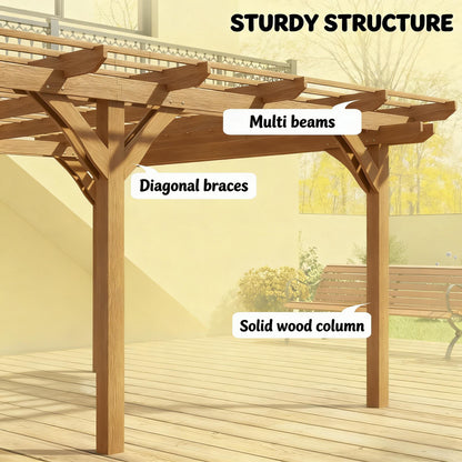 09X12FT Alora Premium Outdoor Wooden Grape Trellis Pergola