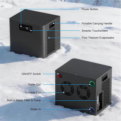 Premium XL 120 Gal Cold Plunge Tub Kit With 1/3 HP Chiller, Filter And Pump