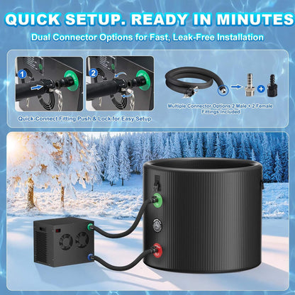 Premium XL 120 Gal Cold Plunge Tub Kit With 1/3 HP Chiller, Filter And Pump