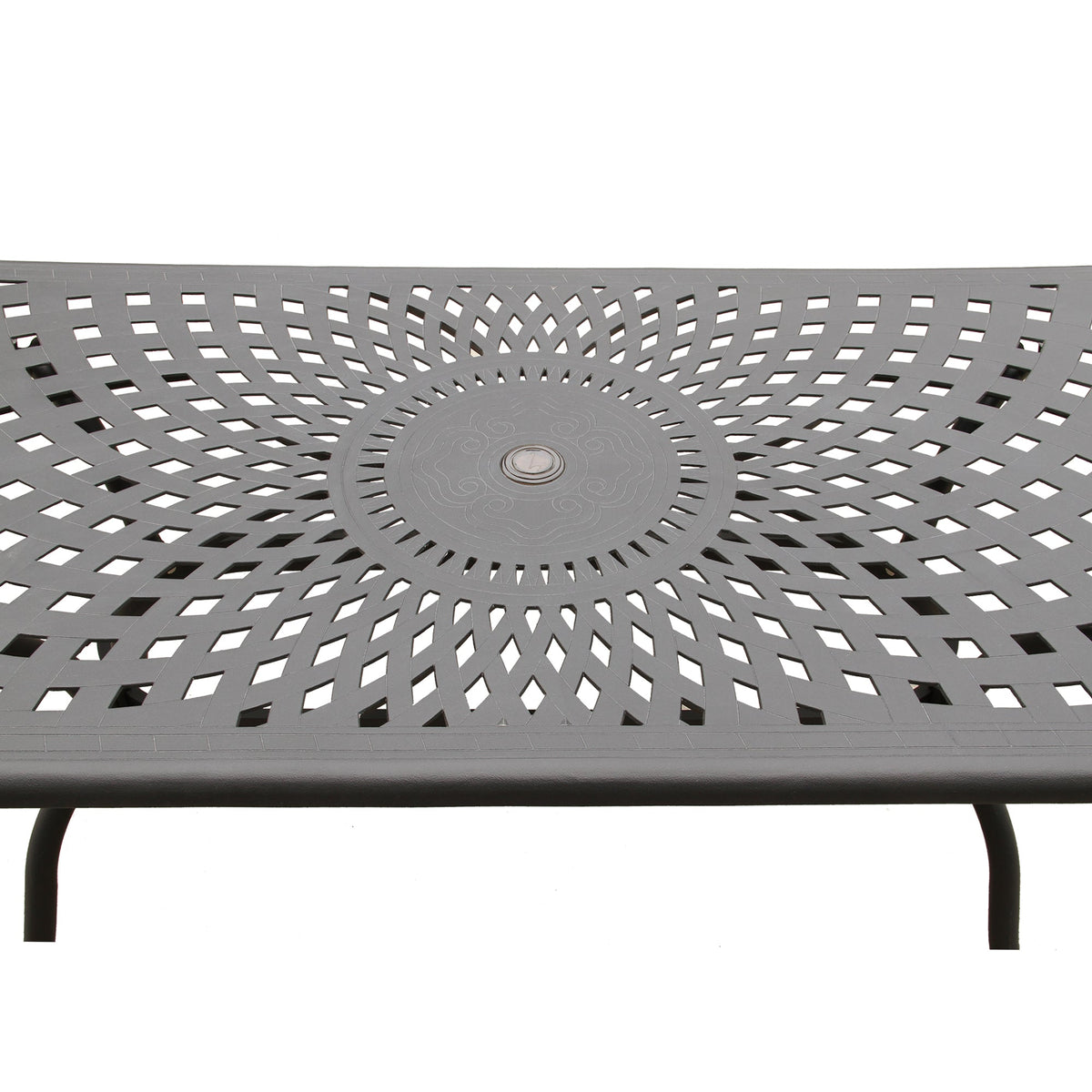 67" Black Aluminum Outdoor Dining Table – Modern Mesh Rectangle Table with UV‑Resistant Powder‑Coated Finish