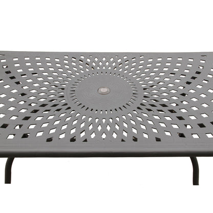 67" Aluminum Outdoor Dining Set – Black UV-Resistant Rectangular Table & Six Chairs