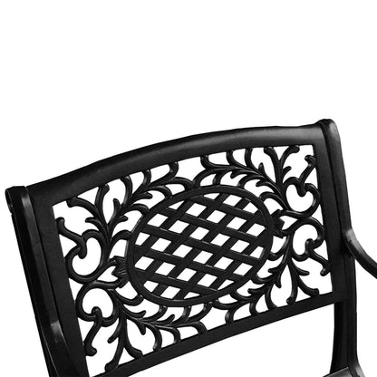 48" Black Mesh Aluminum Patio Dining Set – Round Table - 4 Chairs