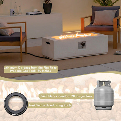 42" White Terrazzo Propane Fire Pit Table – 50,000 BTU with PVC Cover