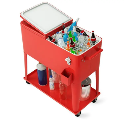 Rolling Party Cooler Ice Chest – Portable Outdoor Beverage Cart with Wheels