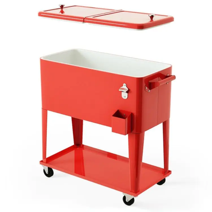 Rolling Party Cooler Ice Chest – Portable Outdoor Beverage Cart with Wheels