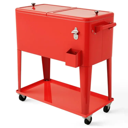 Rolling Party Cooler Ice Chest – Portable Outdoor Beverage Cart with Wheels