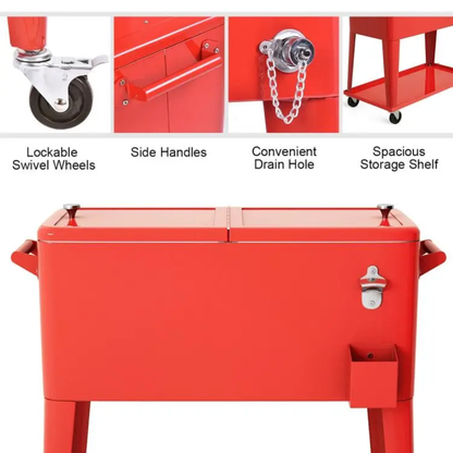 Rolling Party Cooler Ice Chest – Portable Outdoor Beverage Cart with Wheels