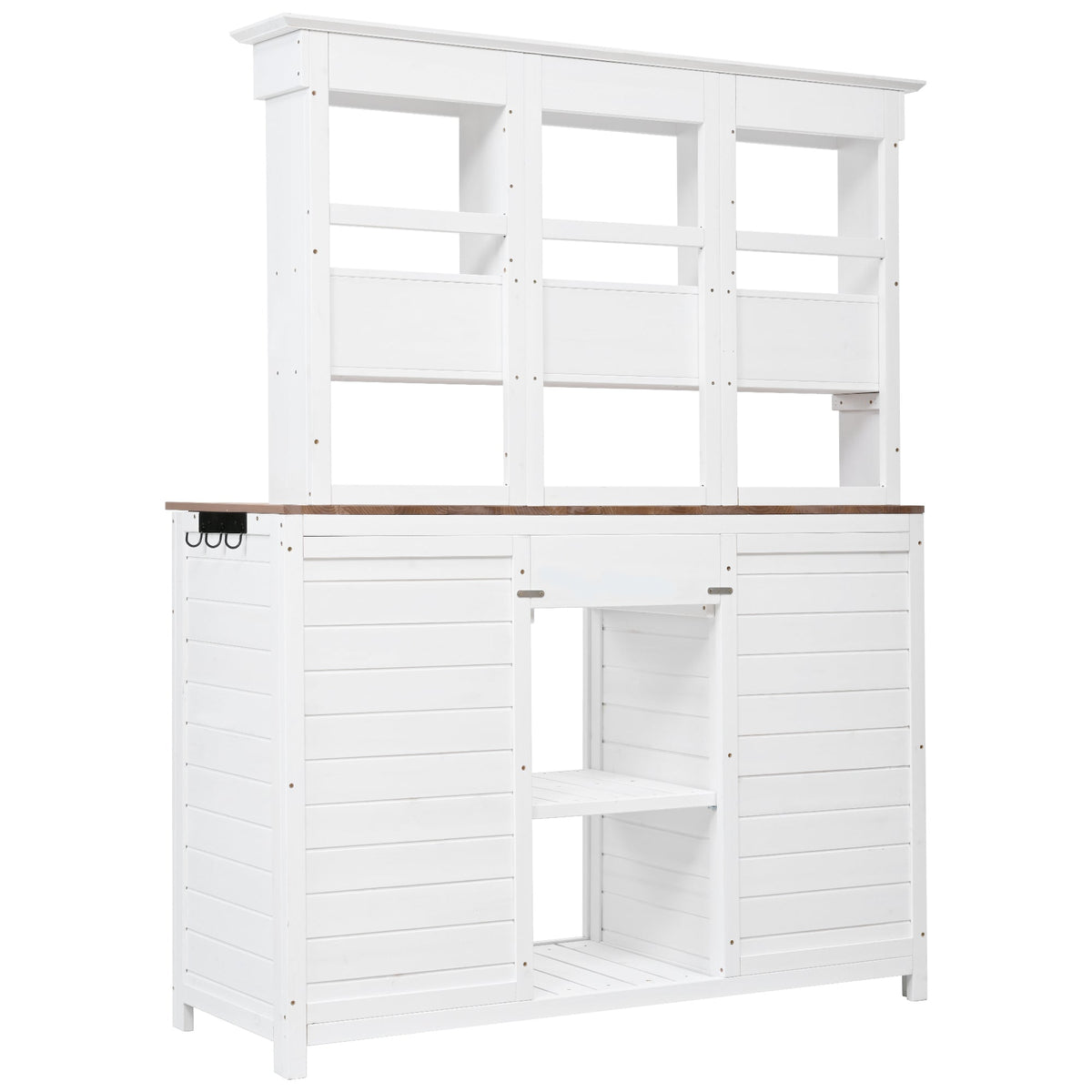 65.7" Tall Garden Potting Bench Table with Hutch - Fir Wood