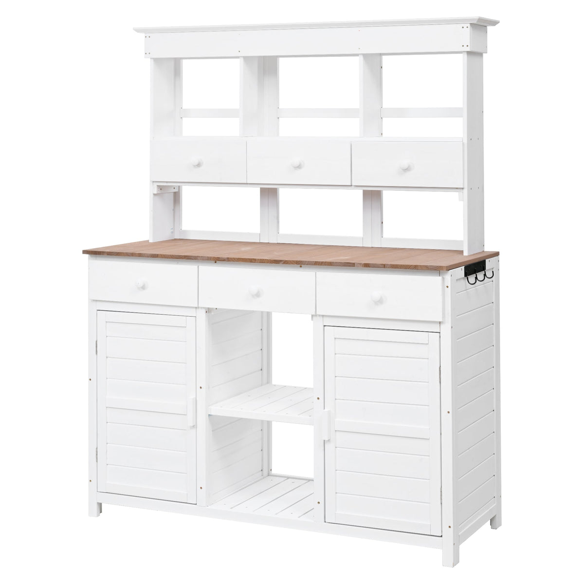 65.7" Tall Garden Potting Bench Table with Hutch - Fir Wood