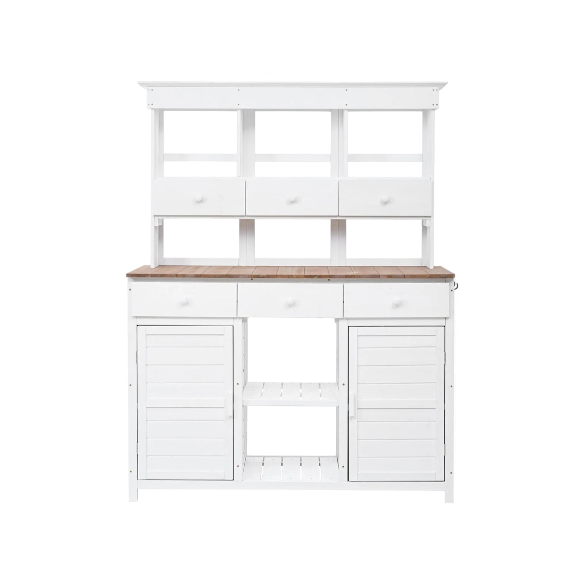 65.7" Tall Garden Potting Bench Table with Hutch - Fir Wood