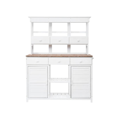 65.7" Tall Garden Potting Bench Table with Hutch - Fir Wood