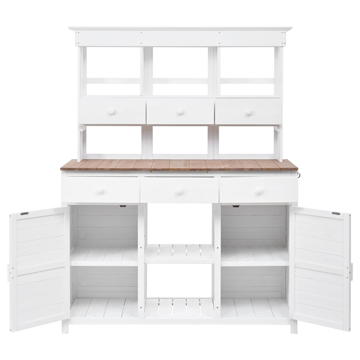 65.7" Tall Garden Potting Bench Table with Hutch - Fir Wood