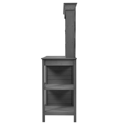 Topmax 66" Farmhouse Outdoor Potting Bench – Solid Fir Wood Garden Workstation with Drawers, Storage Cabinet & 4-Tier Shelves – Gray