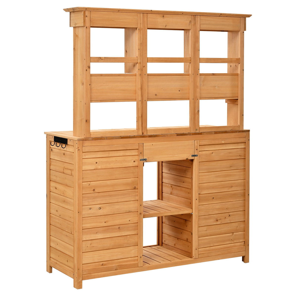 65.7" Wooden Garden Potting Bench with Hutch – 6 Drawers, 2 Storage Cabinets & Adjustable Shelves