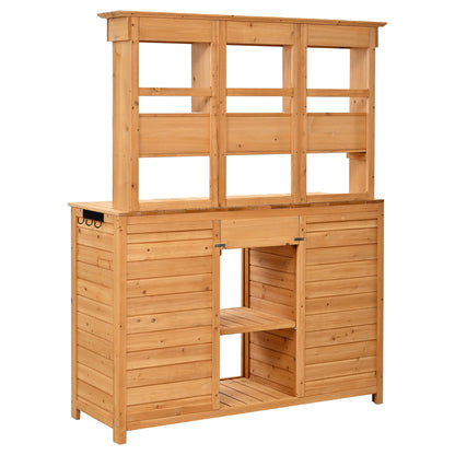 65.7" Wooden Garden Potting Bench with Hutch – 6 Drawers, 2 Storage Cabinets & Adjustable Shelves