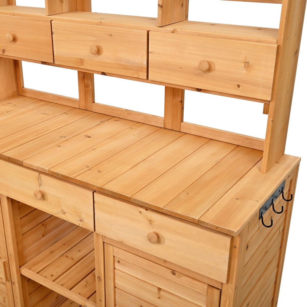 65.7" Wooden Garden Potting Bench with Hutch – 6 Drawers, 2 Storage Cabinets & Adjustable Shelves