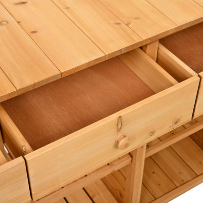 65.7" Wooden Garden Potting Bench with Hutch – 6 Drawers, 2 Storage Cabinets & Adjustable Shelves