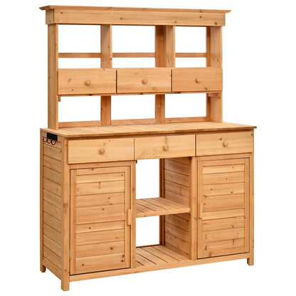 65.7" Wooden Garden Potting Bench with Hutch – 6 Drawers, 2 Storage Cabinets & Adjustable Shelves