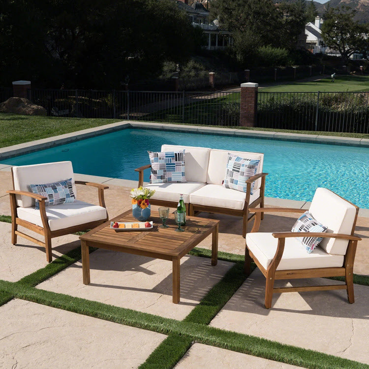 U.S. Garden Furniture 4 pcs Teak Acacia Wood Chair patio Set
