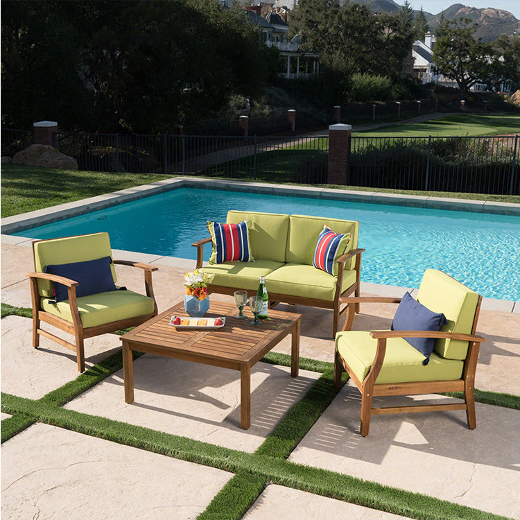 U.S. Garden Furniture 4 pcs Teak Acacia Wood Chair patio Set