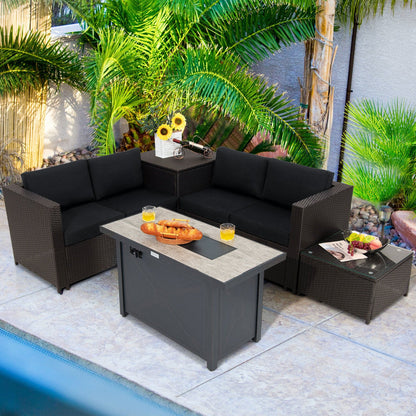 Outdoor 5‑Piece Patio Set — Propane Fire Pit Table Included
