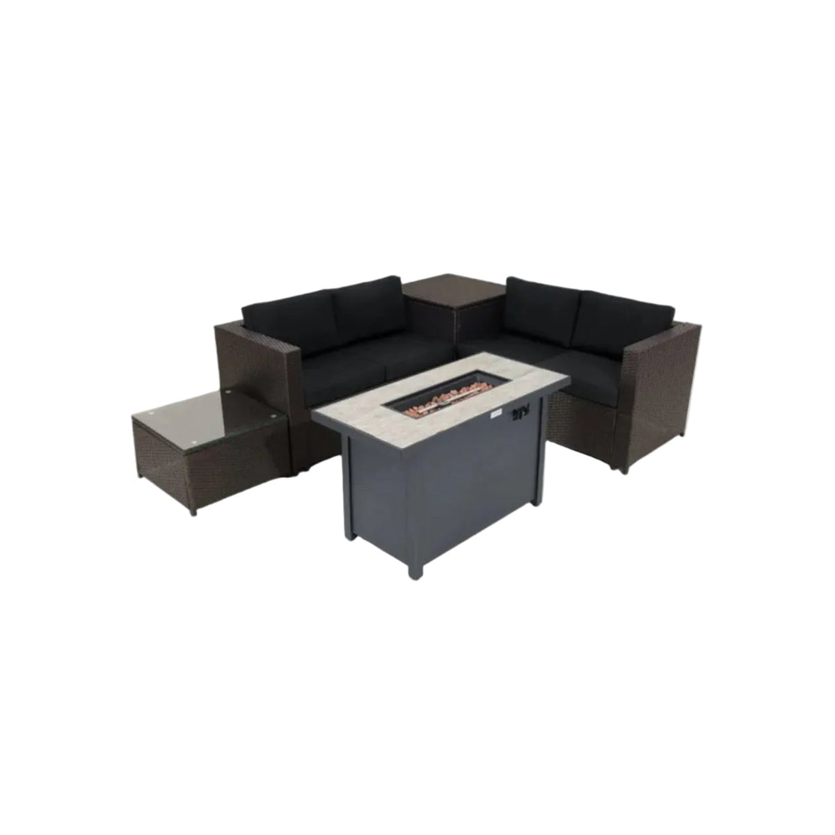 Outdoor 5‑Piece Patio Set — Propane Fire Pit Table Included