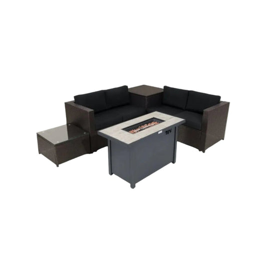 Outdoor 5‑Piece Patio Set — Propane Fire Pit Table Included