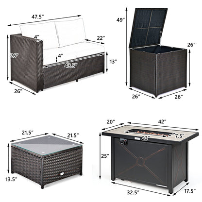 Outdoor 5‑Piece Patio Set — Propane Fire Pit Table Included