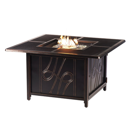 Black Aluminum Fire Table Set with Two Loveseats and Two Club Chairs