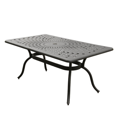 67" Black Aluminum Outdoor Dining Table – Modern Mesh Rectangle Table with UV‑Resistant Powder‑Coated Finish