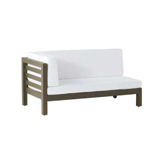 Oana Corner Bench Patio Furniture Set with Acacia Wood - White