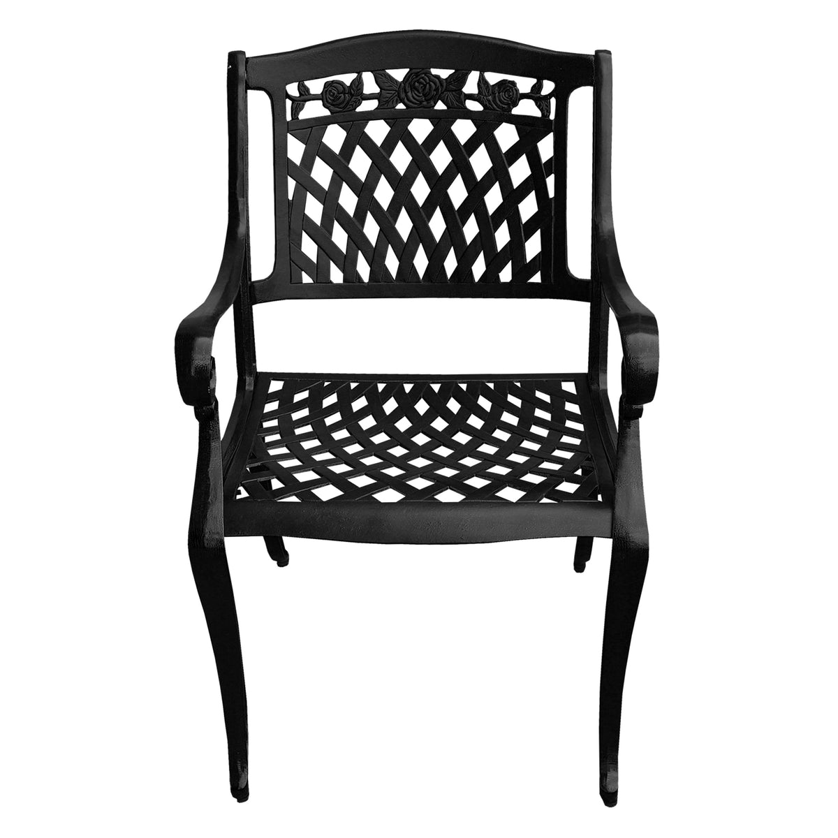 67" Aluminum Outdoor Dining Set – Black UV-Resistant Rectangular Table & Six Chairs